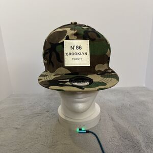 N°86 Brooklyn Twenty Snapback Hat Camouflage Camo Flat Brim Adjustable Cap